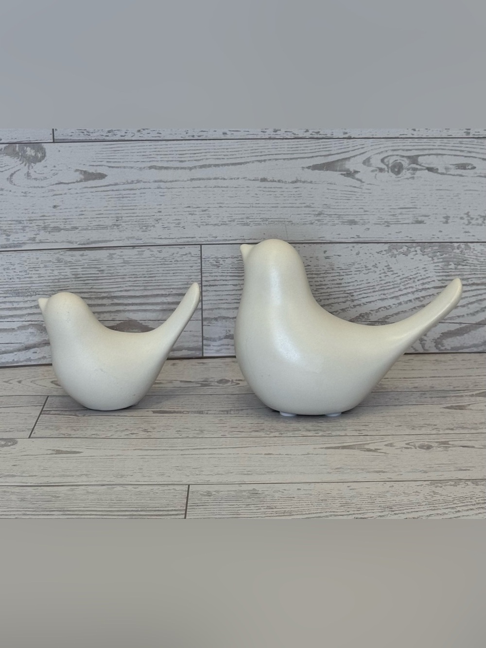 Ceramic Decorative Bird Figurines. Chalky matte white finish Set of 2